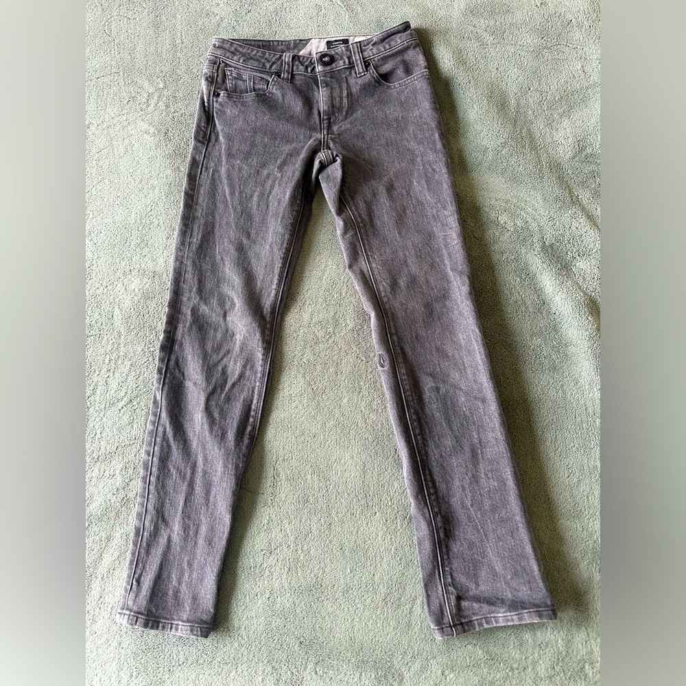 Volcom Vorta Slim Straight Jeans Grey Denim - Boys Size 26